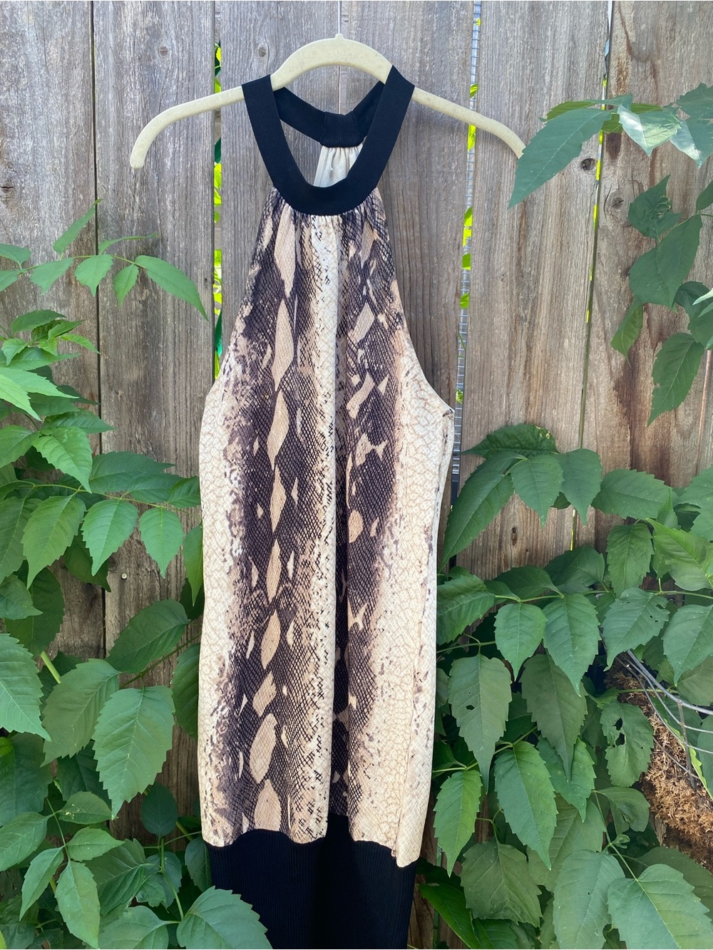 Vintage Snake-Print Halter dress - Black & Beige